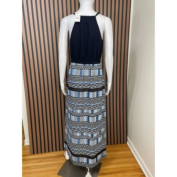 J. Crew Women's Dress Slip Maxi Sweetheart Neck Sleeveless 2 Blue Geometric - Picture 2 of 10